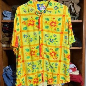 Jams World Floral Hawaiian Vintage Button Up Camp Collar